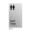 Pillar Range - Matte Silver Acrylic Braille Signs - Staff Toilet
