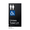 Pillar Range - Satin Black Anodised Aluminium Braille Signs - Unisex Accessible Toilet LH