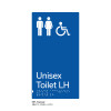 Pillar Range - Matte Accessible Blue Acrylic Braille Signs - Unisex Accessible Toilet LH