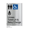 Pillar Range - Matte Brushed Stainless Steel Braille Signs - Unisex Accessible Toilet LH and Baby Change