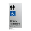 Pillar Range - Matte Silver Acrylic Braille Signs - Unisex Accessible Toilet RH