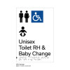 Pillar Range - Matte White Acrylic Braille Signs - Unisex Accessible Toilet RH and Baby Change