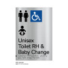 Pillar Range - Satin Natural Anodised Braille Signs - Unisex Accessible Toilet LH and Baby Change