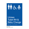 Pillar Range - Matte Accessible Blue Acrylic Braille Signs - Unisex Accessible Toilet RH and Baby Change