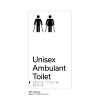 Pillar Range - Matte White Acrylic Braille Signs - Unisex Ambulant Toilet
