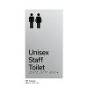 Pillar Range - Matte Silver Acrylic Braille Signs - Unisex Staff Toilet