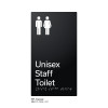 Pillar Range - Satin Black Anodised Aluminium Braille Signs - Unisex Staff Toilet