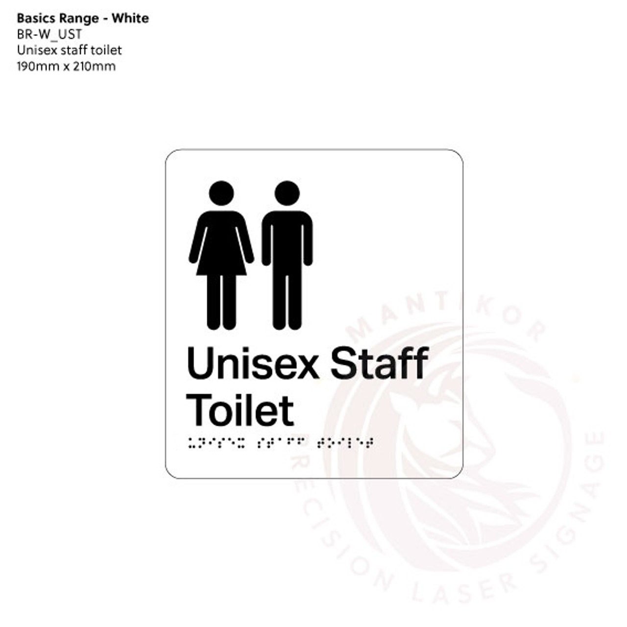 Basics Range - White Braille Signs - Unisex Staff Toilet