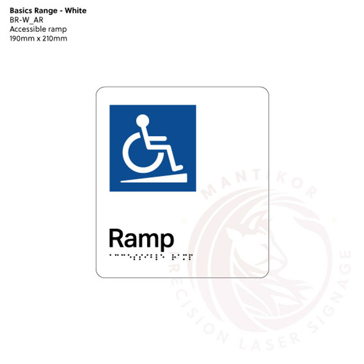 White Acrylic Tactile Braille Sign - Accessible Ramp