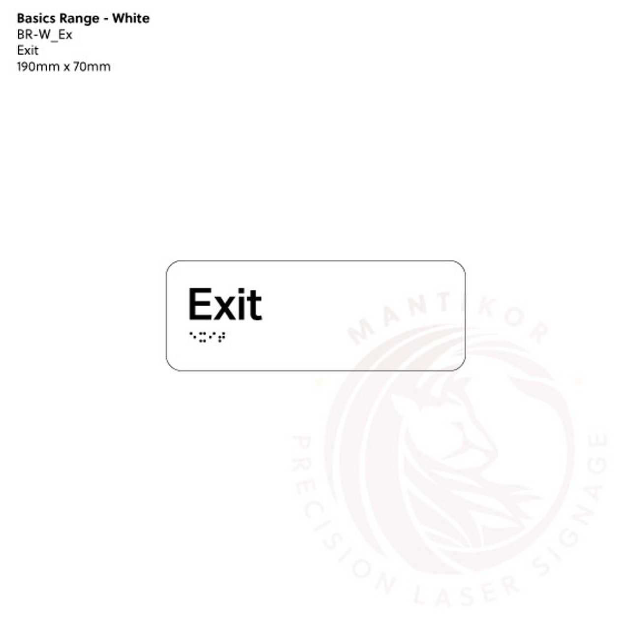Basics Range - White Braille Signs - Exit