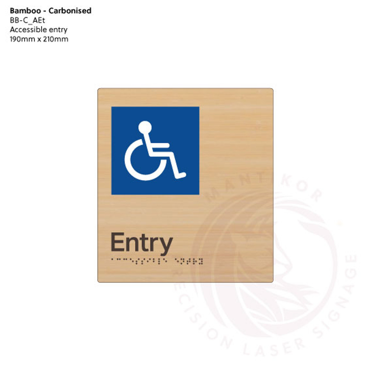 Carbonised Bamboo Tactile Braille Signs - Accessible Entry