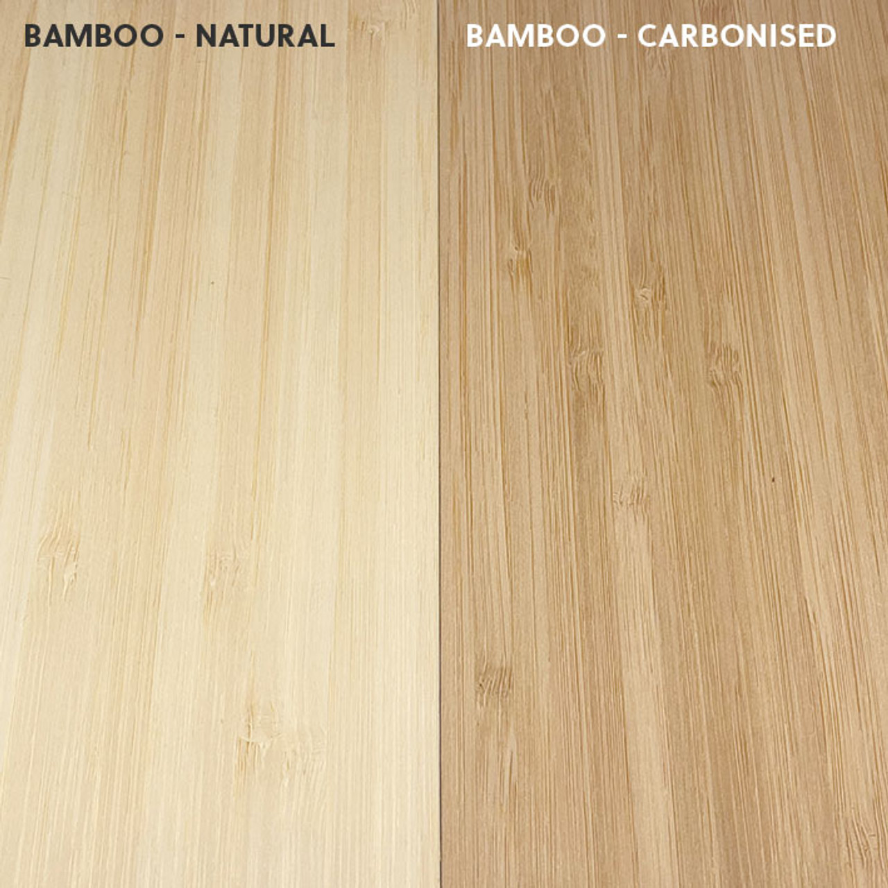 Colour differences between natural bamboo and carbonised bamboo