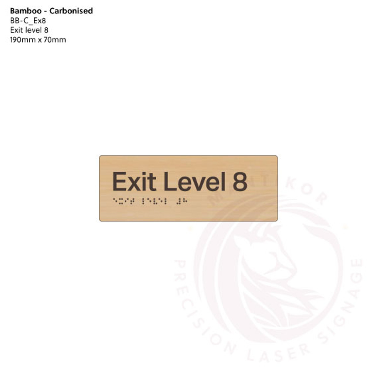 Carbonised Bamboo Tactile Braille Signs - Exit Level 8