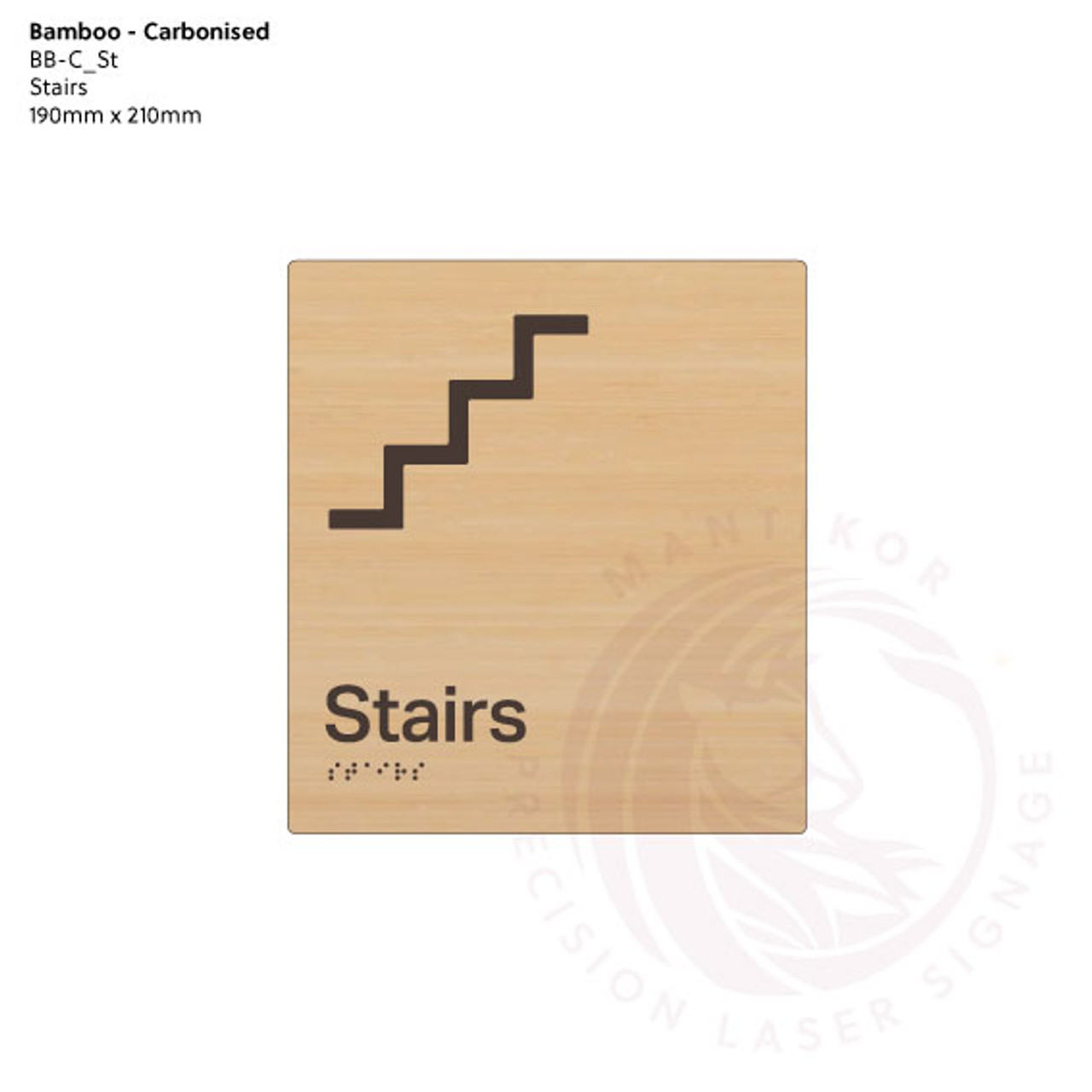 Carbonised Bamboo Tactile Braille Signs - Stairs