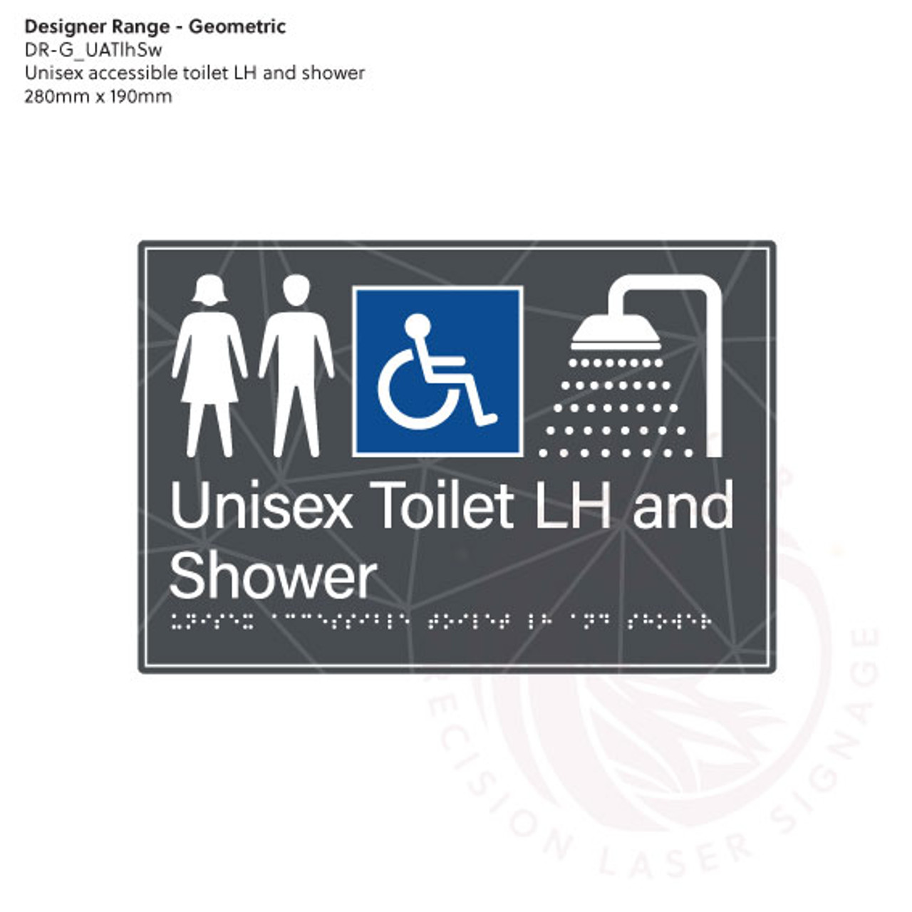 Geometric Designer Range - Unisex Accessible Toilet LH and Shower