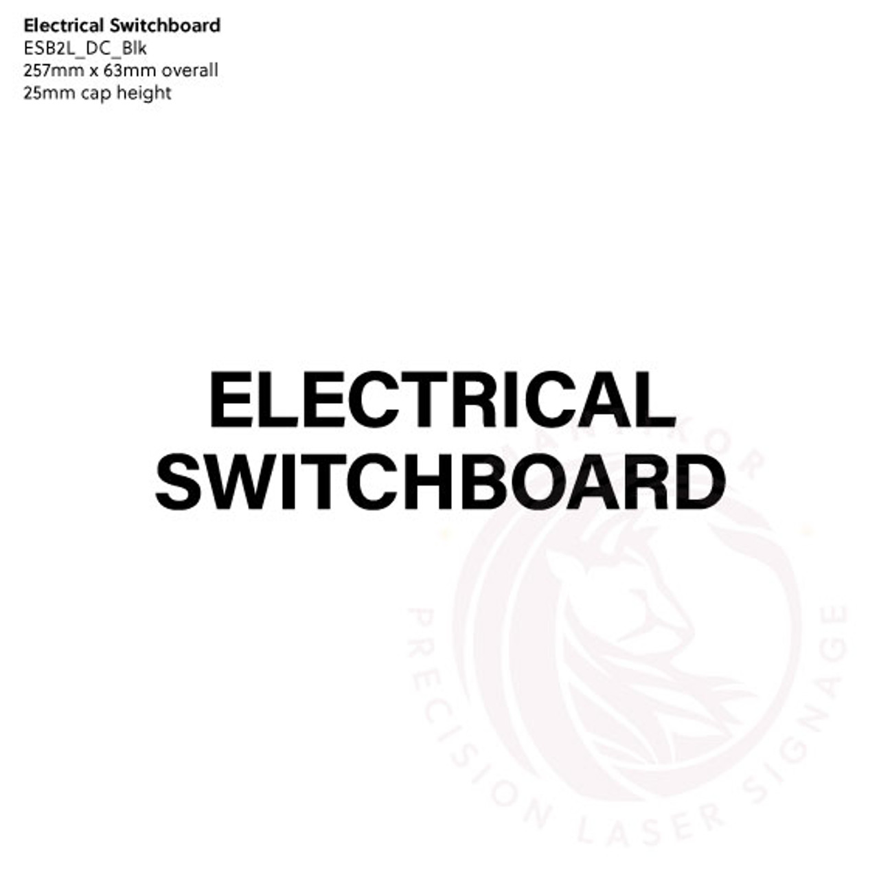 Electrical Switchboard Black Decal - Standard fire statutory sign, compliant with the Building Code of Australia requirements.