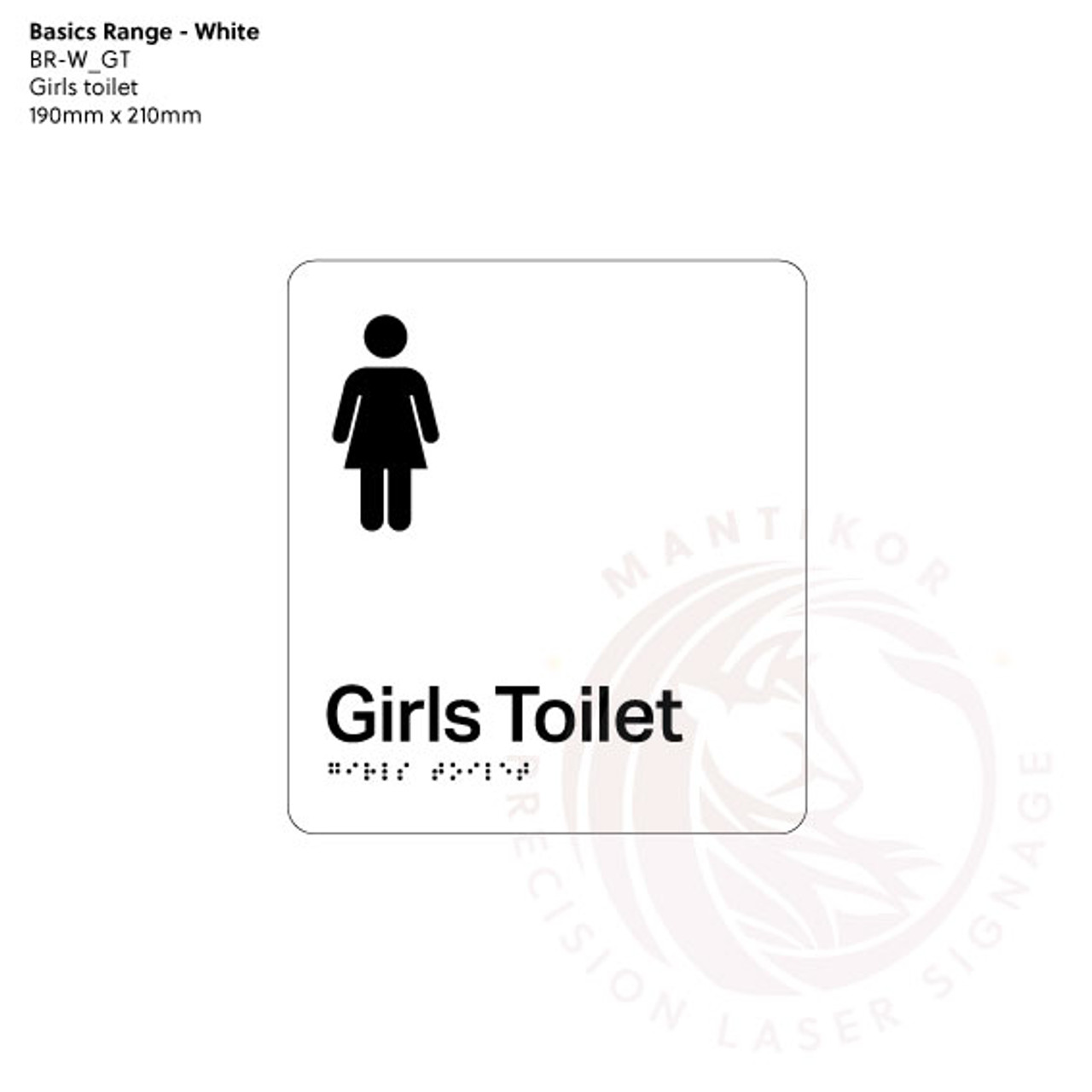 Basics Range - White Braille Signs - Girls Toilet
