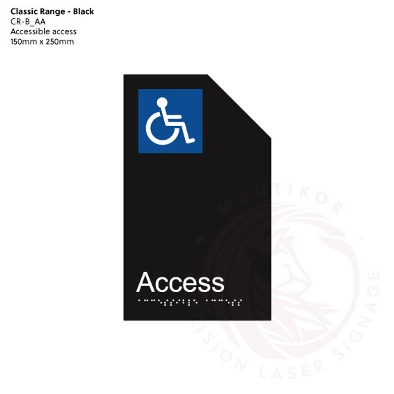 Classic Range - Matte Black Acrylic Braille Signs - Accessible Access