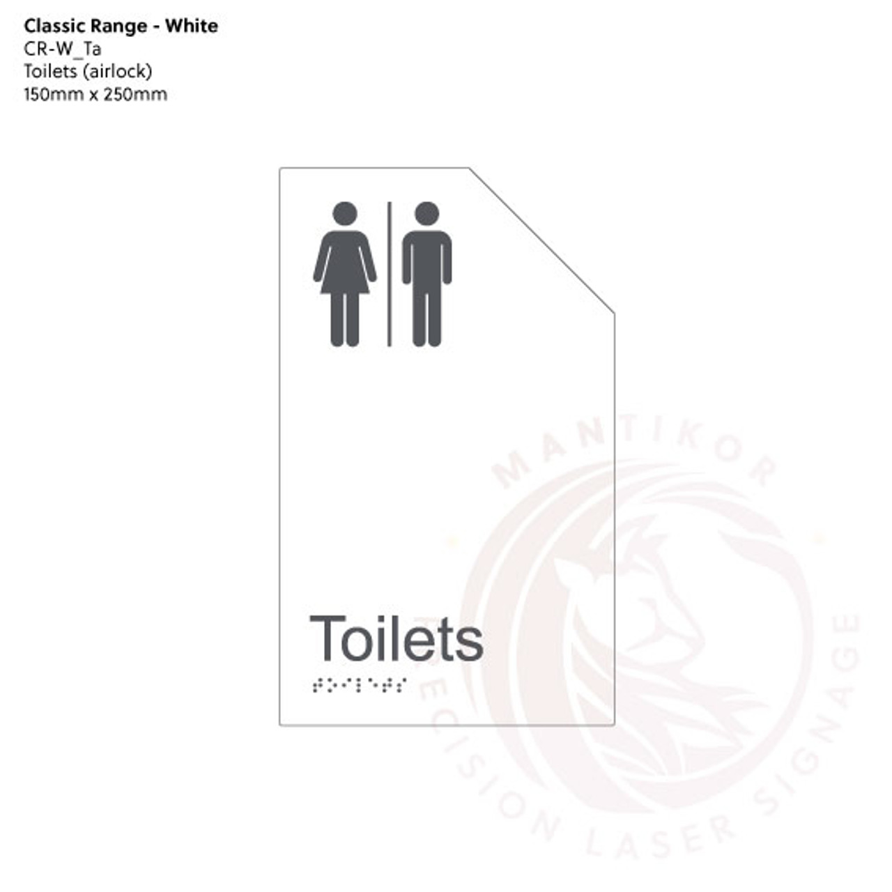 Classic Range - Matte White Acrylic Braille Signs - Toilets