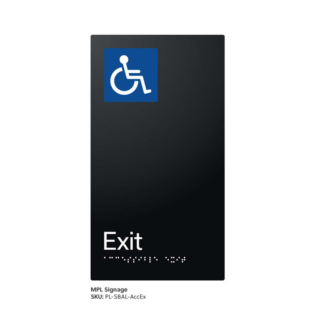 Pillar Range - Satin Black Anodised Aluminium Braille Signs - Accessible Exit
