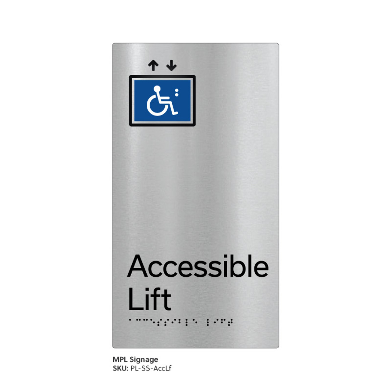 Pillar Range - Matte Brushed Stainless Steel Braille Signs - Accessible Lift