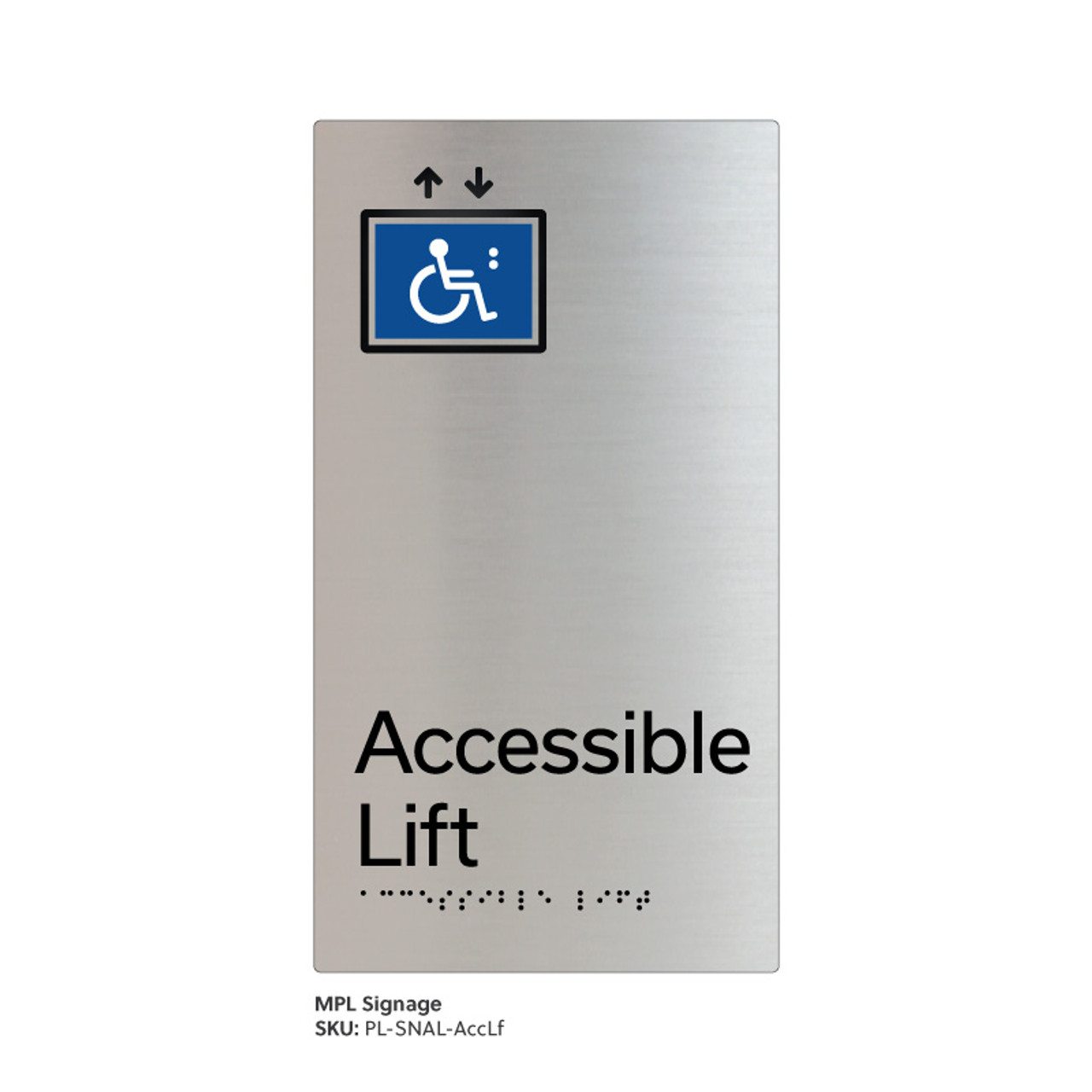 Pillar Range - Satin Natural Anodised Braille Signs - Accessible Lift