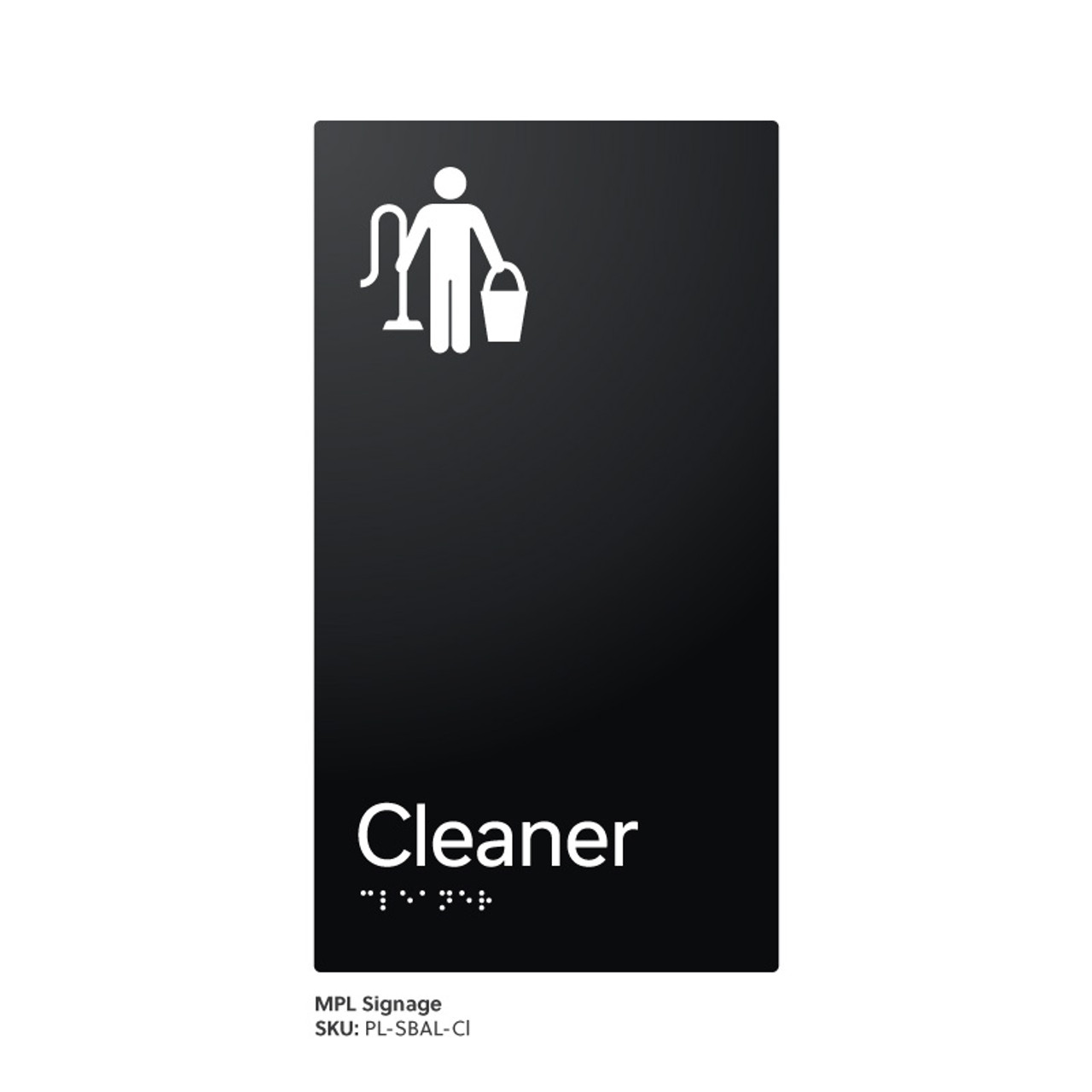 Pillar Range - Satin Black Anodised Aluminium Braille Signs - Cleaner