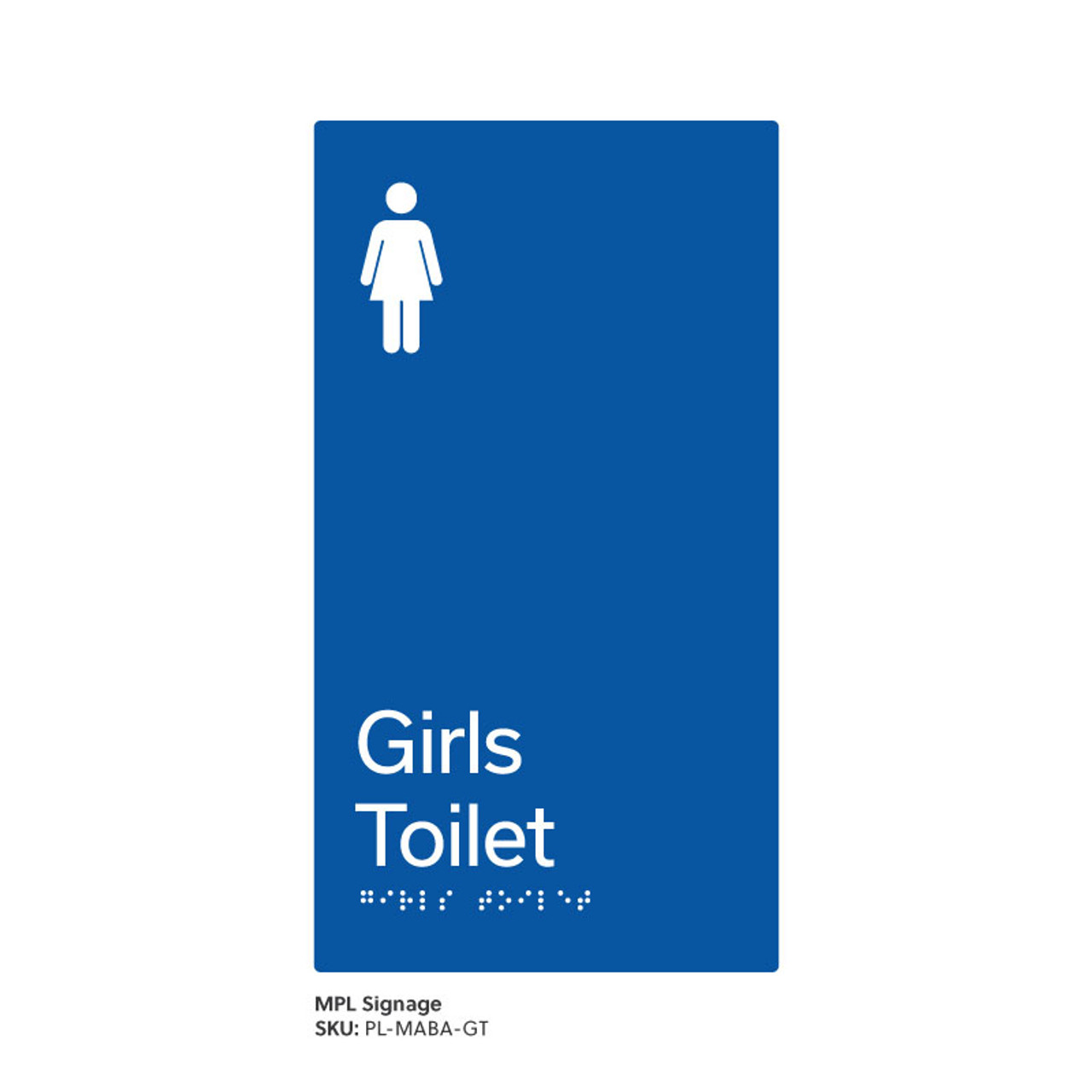 Pillar Range - Matte Accessible Blue Acrylic Braille Signs - Girls Toilet Pillar Range - Matte Accessible Blue Acrylic Braille Signs - Girls Toilet