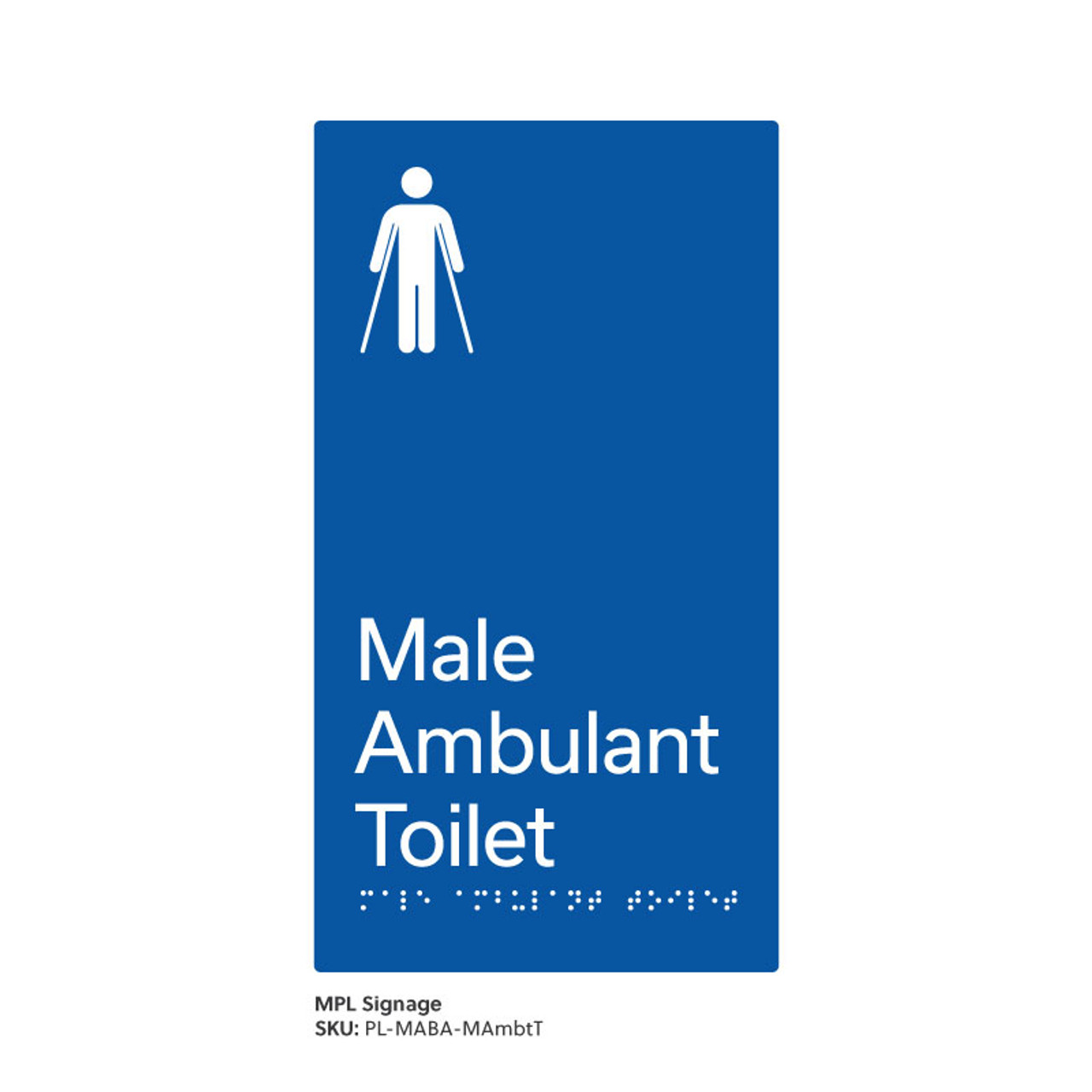 Pillar Range - Matte Accessible Blue Acrylic Braille Signs - Male Ambulant Toilet Pillar Range - Matte Accessible Blue Acrylic Braille Signs - Male Ambulant Toilet