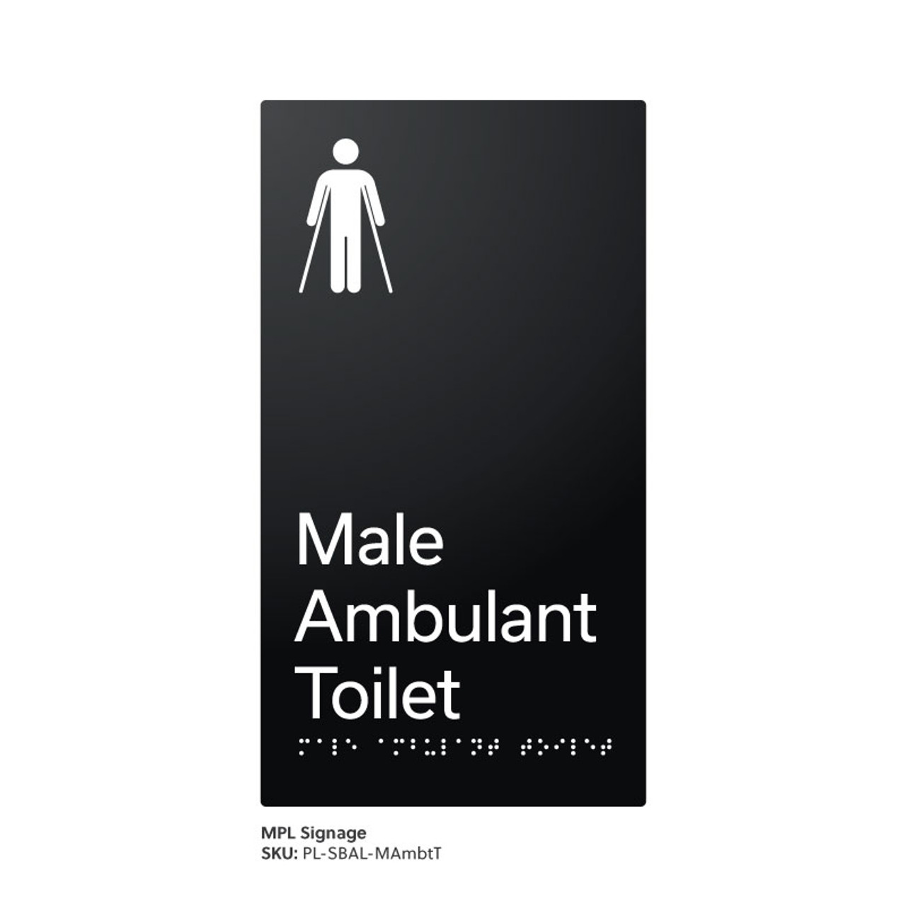 Pillar Range - Satin Black Anodised Aluminium Braille Signs - Male Ambulant Toilet Pillar Range - Satin Black Anodised Aluminium Braille Signs - Male Ambulant Toilet