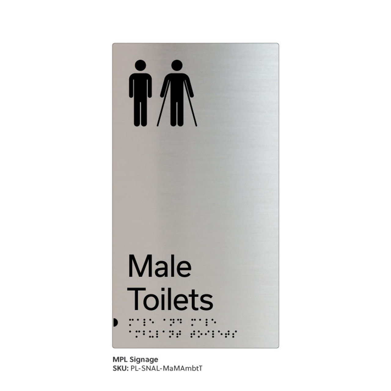 Pillar Range - Satin Natural Anodised Braille Signs - Male and Male Ambulant Toilet Pillar Range - Satin Natural Anodised Braille Signs - Male and Male Ambulant Toilet