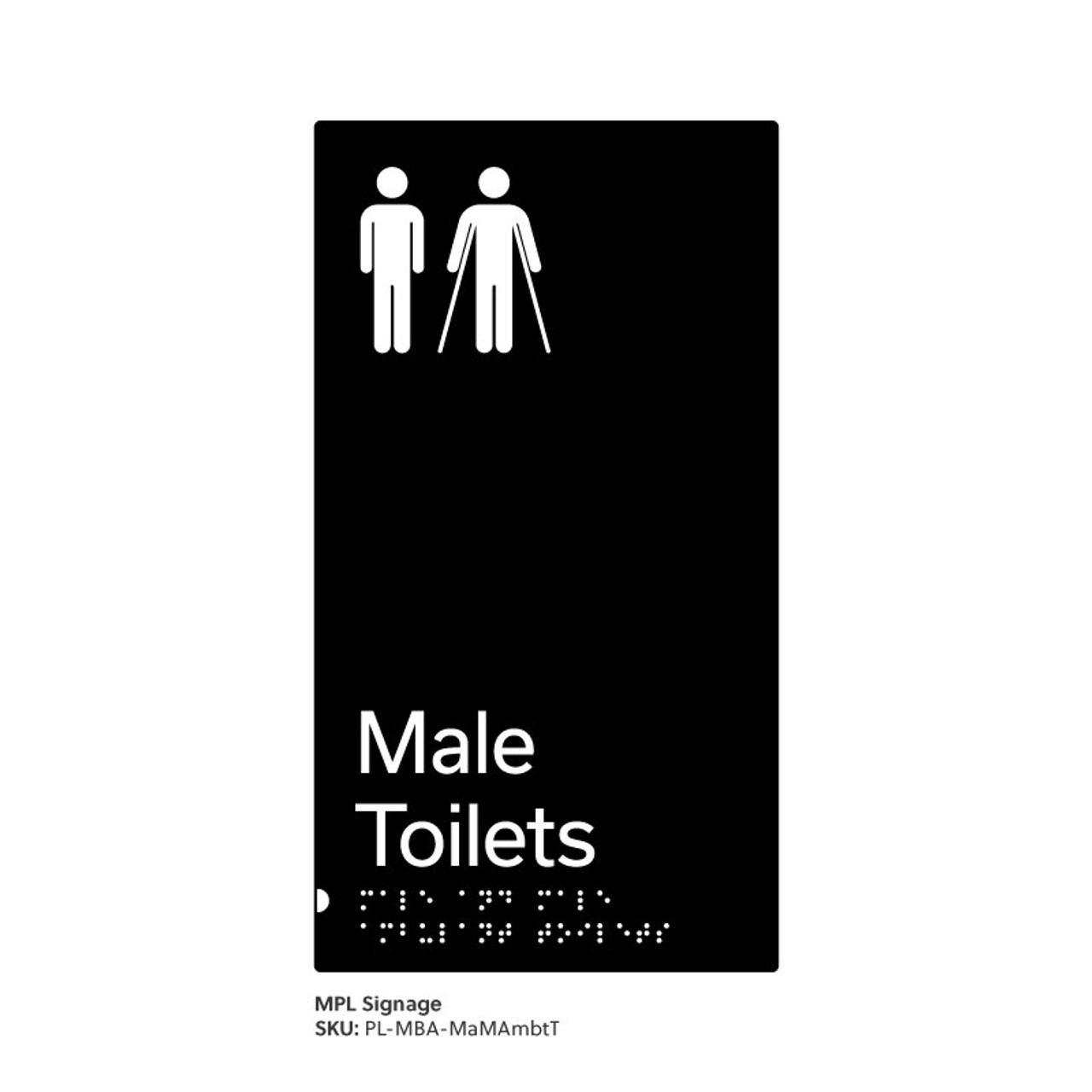 Pillar Range - Matte Black Acrylic Braille Signs - Male and Male Ambulant Toilet Pillar Range - Matte Black Acrylic Braille Signs - Male and Male Ambulant Toilet