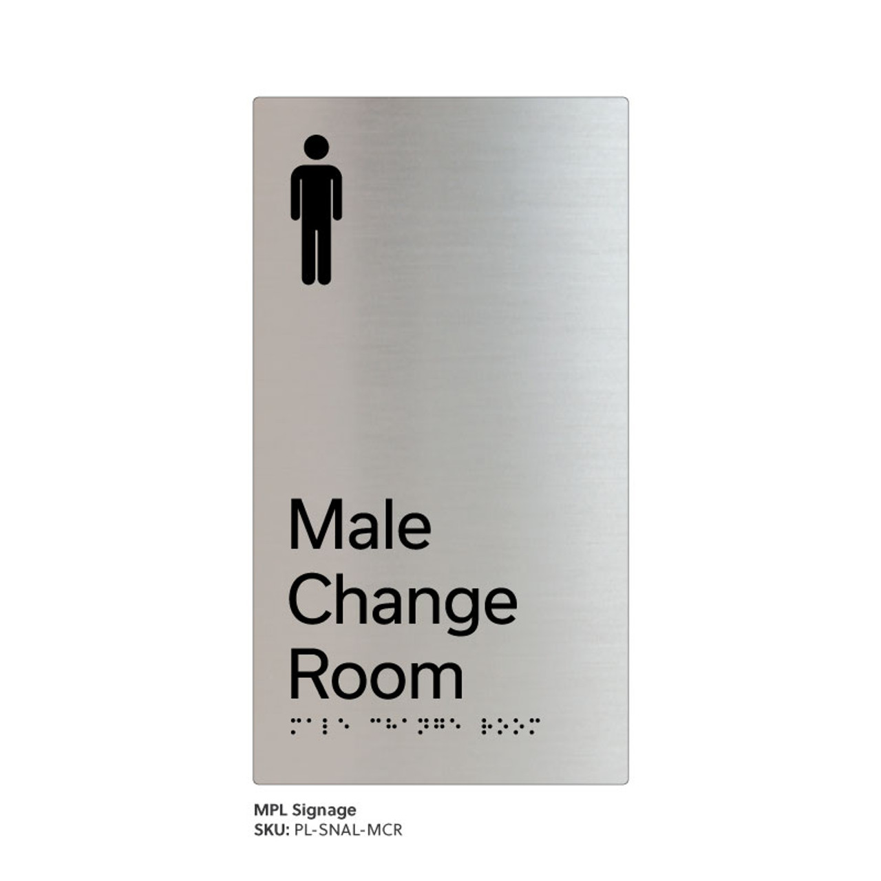 Pillar Range - Satin Natural Anodised Braille Signs - Male Change Room Pillar Range - Satin Natural Anodised Braille Signs - Male Change Room