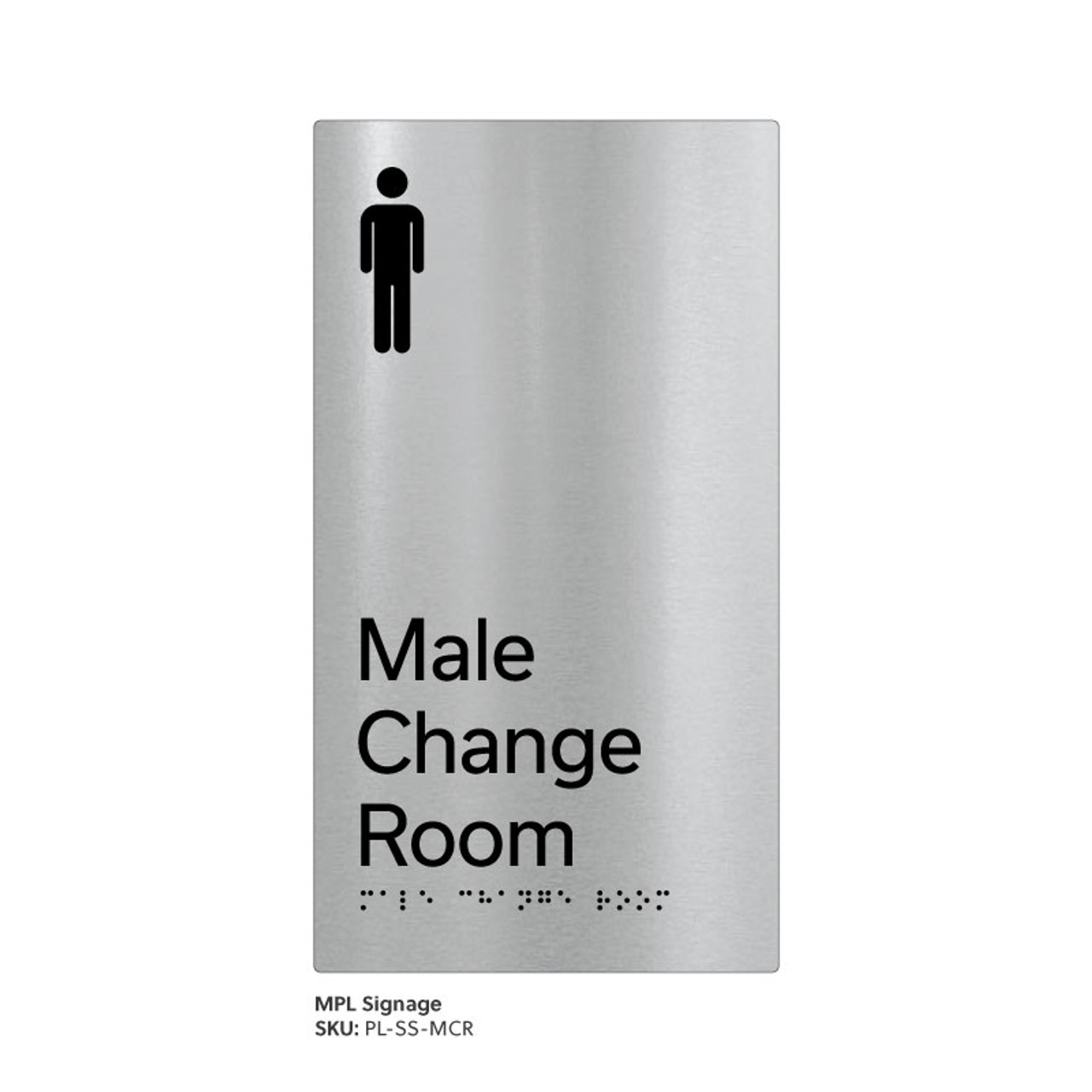 Pillar Range - Matte Brushed Stainless Steel Braille Signs - Male Change Room Pillar Range - Matte Brushed Stainless Steel Braille Signs - Male Change Room