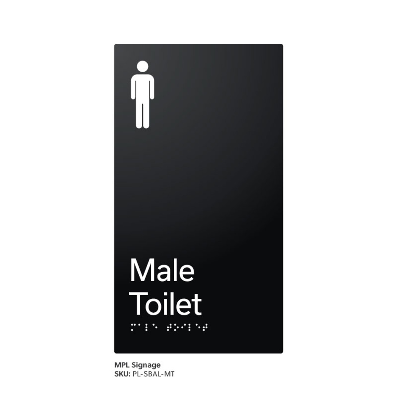 Pillar Range - Satin Black Anodised Aluminium Braille Signs - Male Toilet