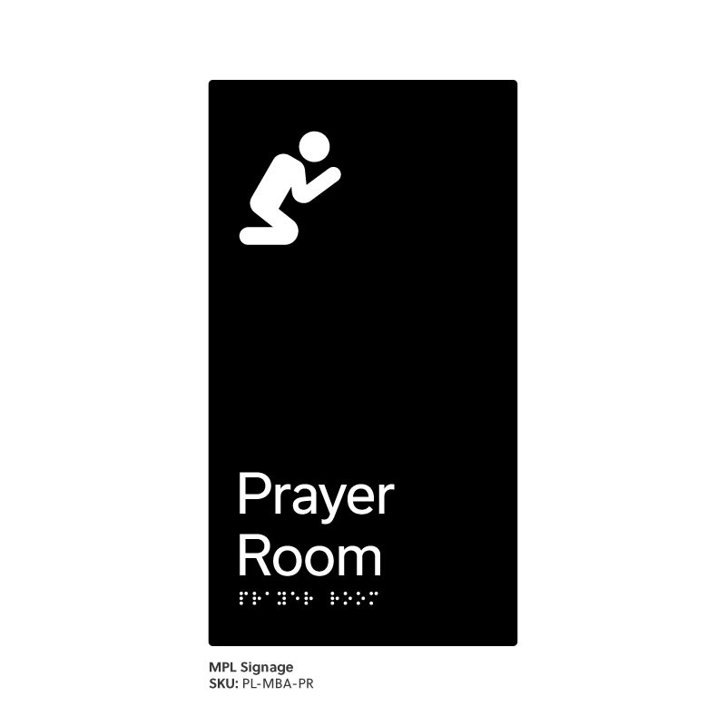 Pillar Range - Matte Black Acrylic Braille Signs - Prayer Room