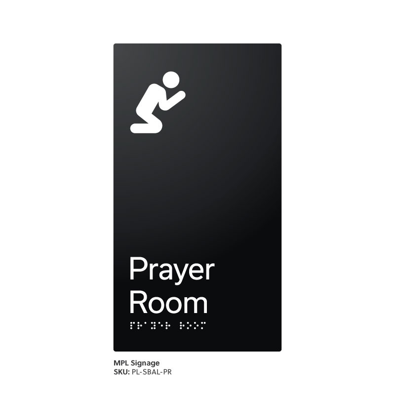 Pillar Range - Satin Black Anodised Aluminium Braille Signs - Prayer Room