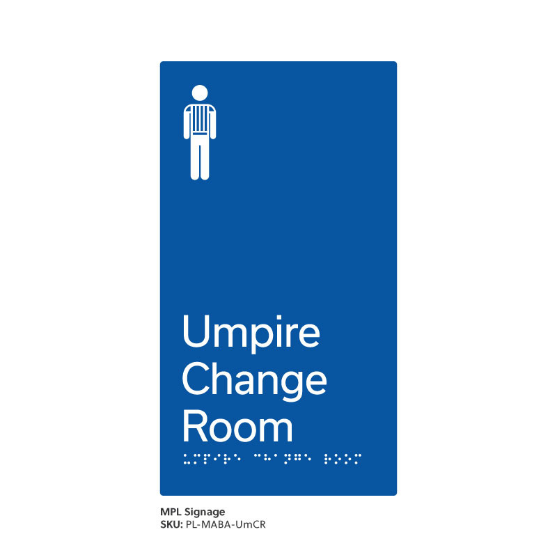 Pillar Range - Matte Accessible Blue Acrylic Braille Signs - Umpire Change Room