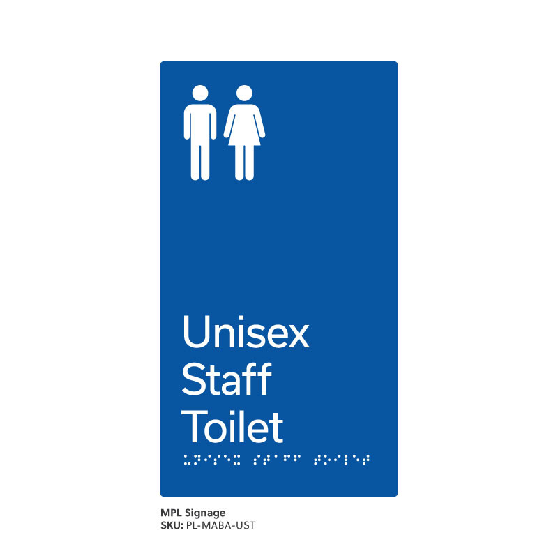 Pillar Range - Matte Accessible Blue Acrylic Braille Signs - Unisex Staff Toilet