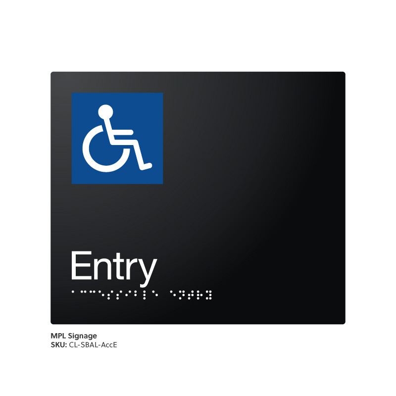Class Range - Satin Black Anodised Aluminium Braille Signs - Accessible Entry