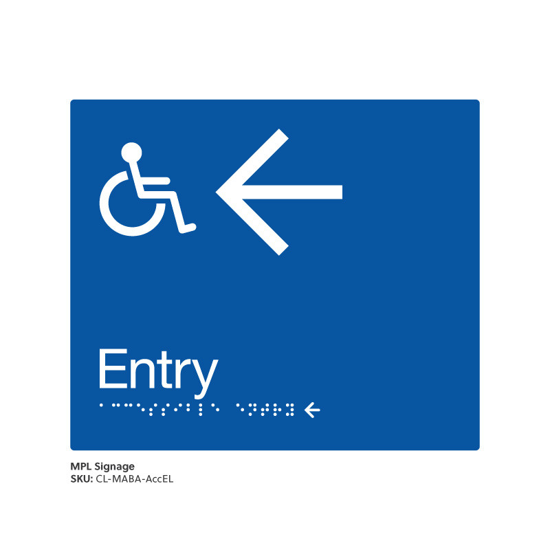Class Range - Matte Accessible Blue Acrylic Braille Signs - Accessible Entry Left