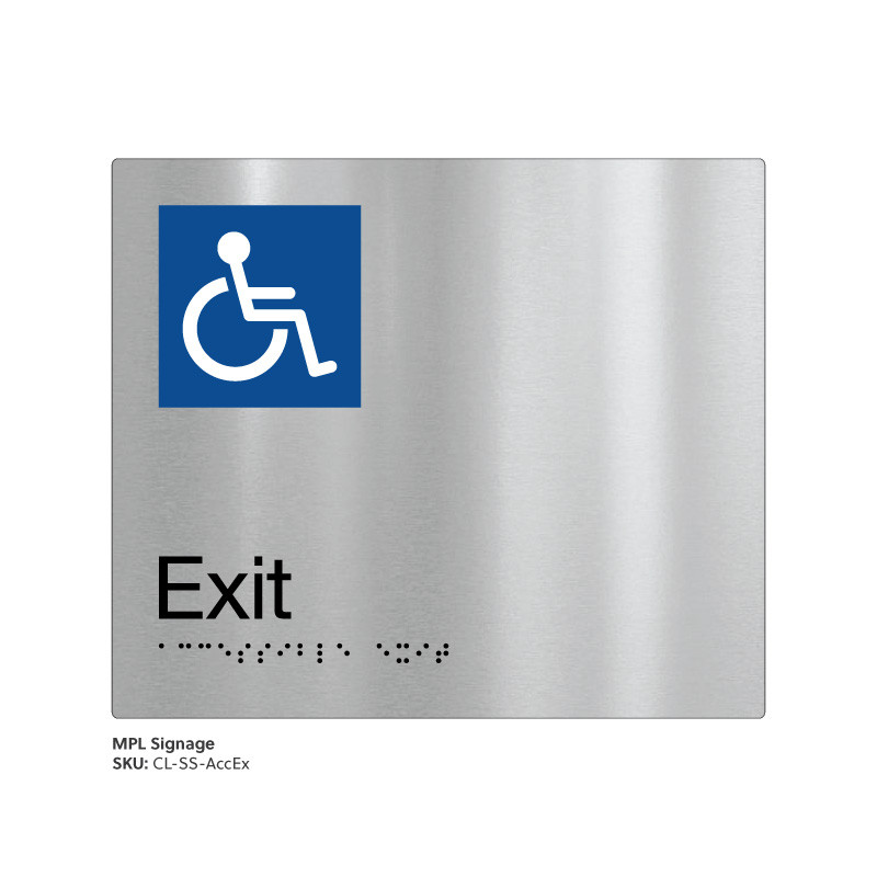 Class Range - Matte Brushed Stainless Steel Braille Signs - Accessible Exit