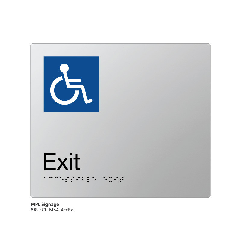 Class Range - Matte Silver Acrylic Braille Signs - Accessible Exit