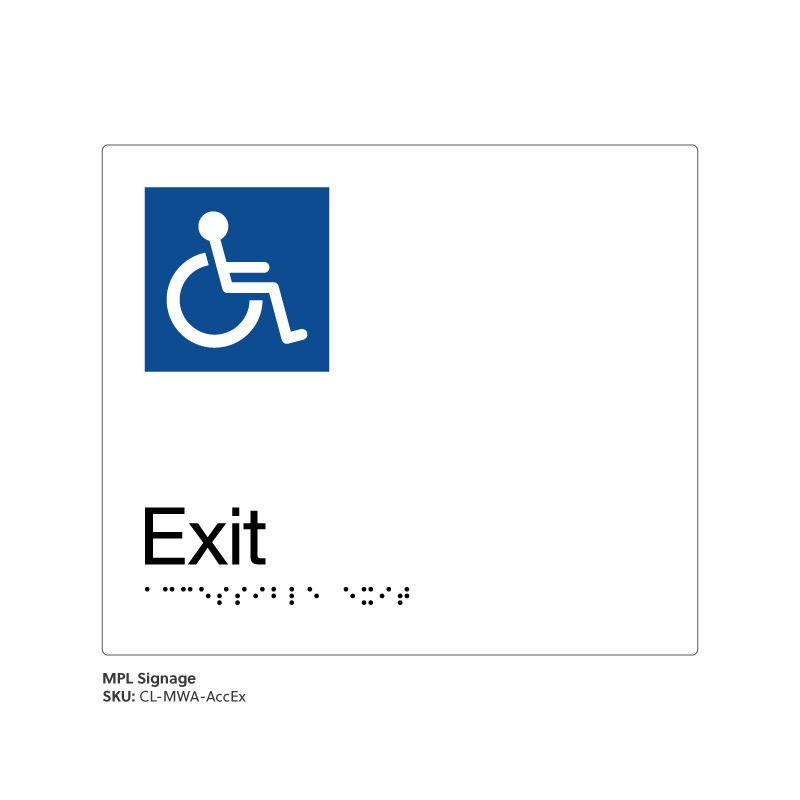 Class Range - Matte White Acrylic Braille Signs - Accessible Exit