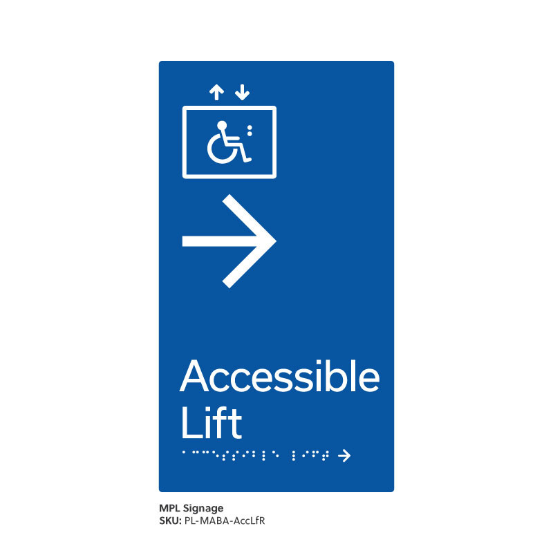 Pillar Range - Matte Accessible Blue Acrylic Braille Signs - Accessible Lift Right