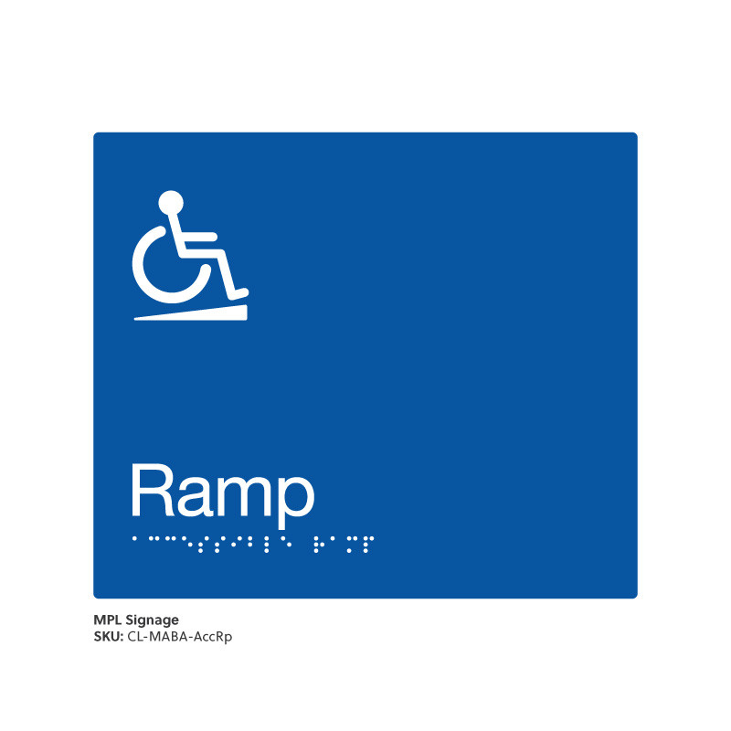 Class Range - Matte Accessible Blue Acrylic Braille Signs - Accessible Ramp