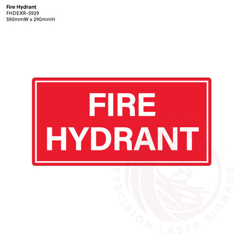 Fire Hydrant (External) in Red/White - Standard statutory sign, compliant with the Building Code of Australia requirements.