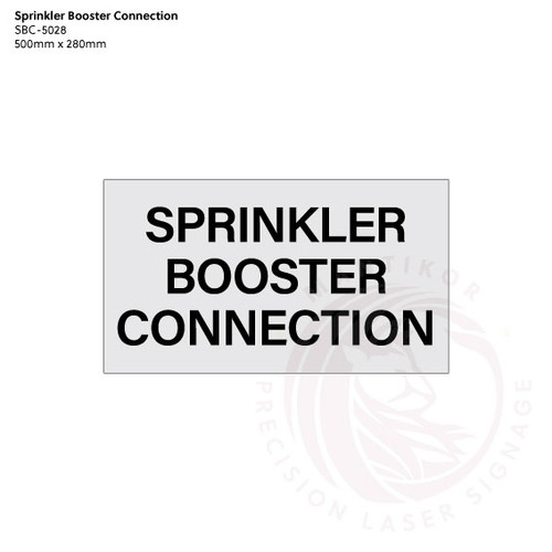 Sprinkler Booster Connection - Standard statutory sign, compliant with the Building Code of Australia requirements.