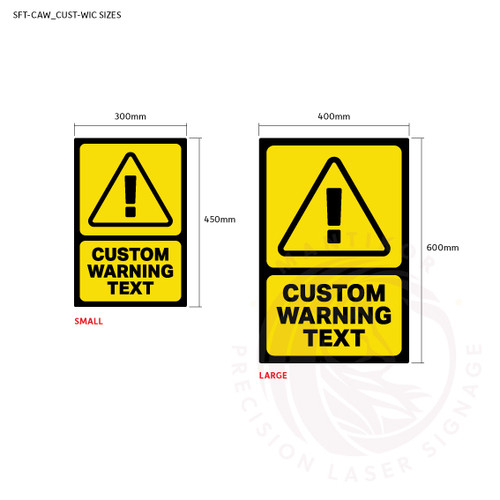 Custom Warning Signage with Icon - sign sizes