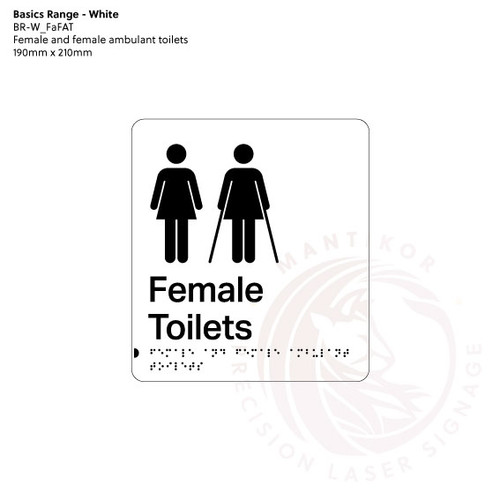 Basics Range - White Braille Signs - Female and Female Ambulant Toilets